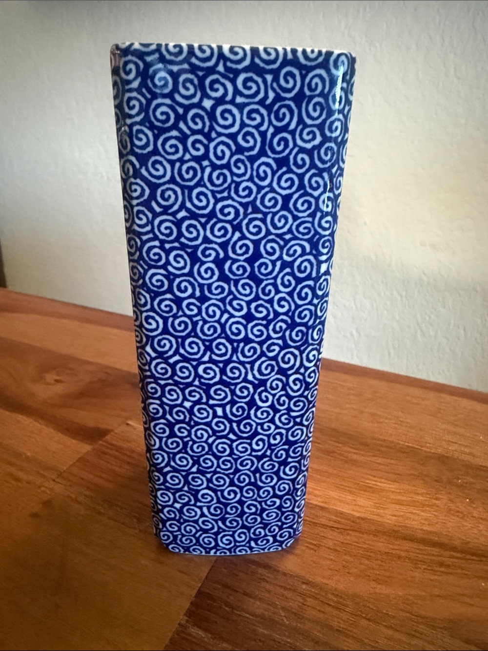 Tiffany & Co. Blue Spiral Ceramic Vase